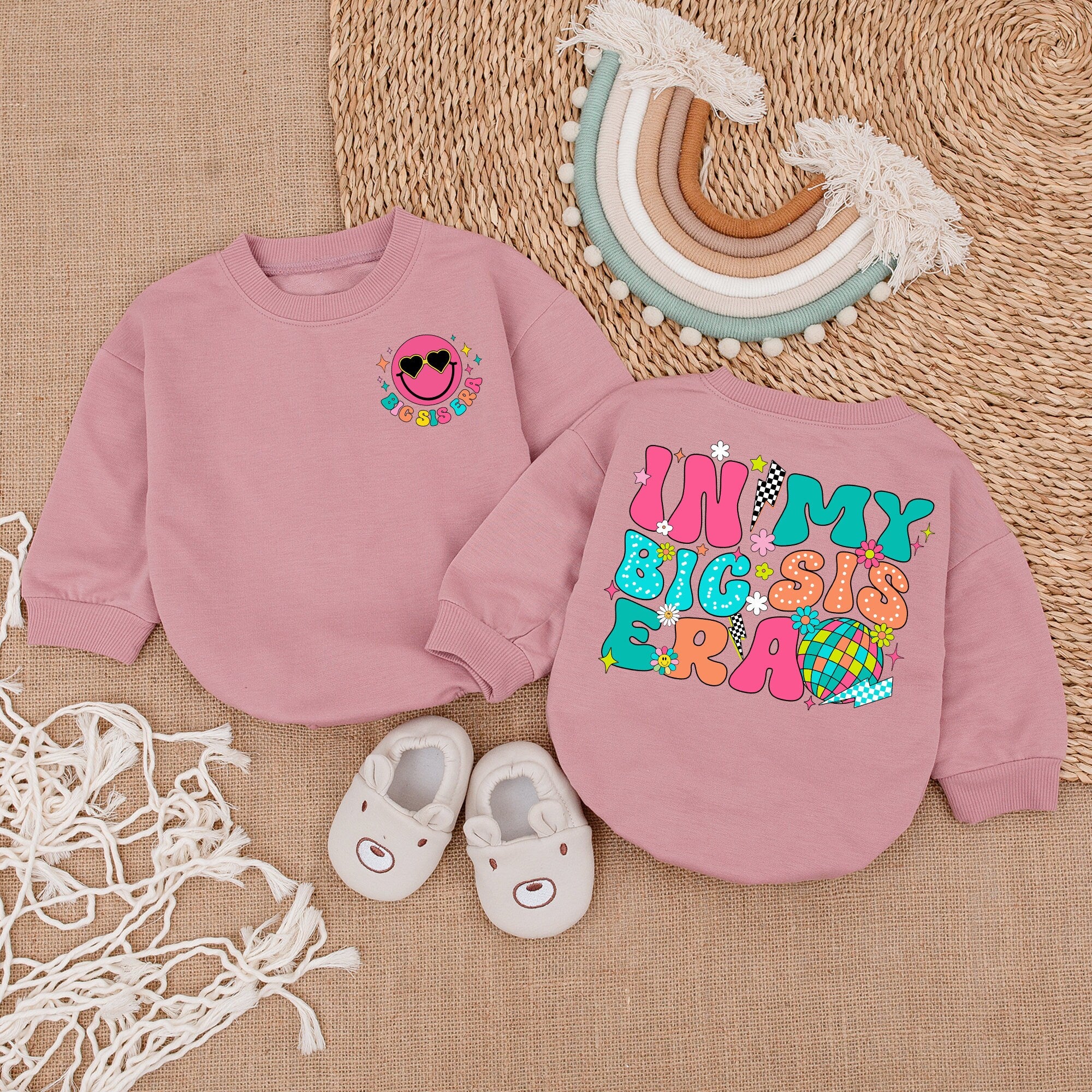 In My Big Sis Era Baby Bubble Romper Colorful Fun Outfit for Baby Girl Playful Cotton Birthday Gift Clothing Delightful Sister Bodysuit