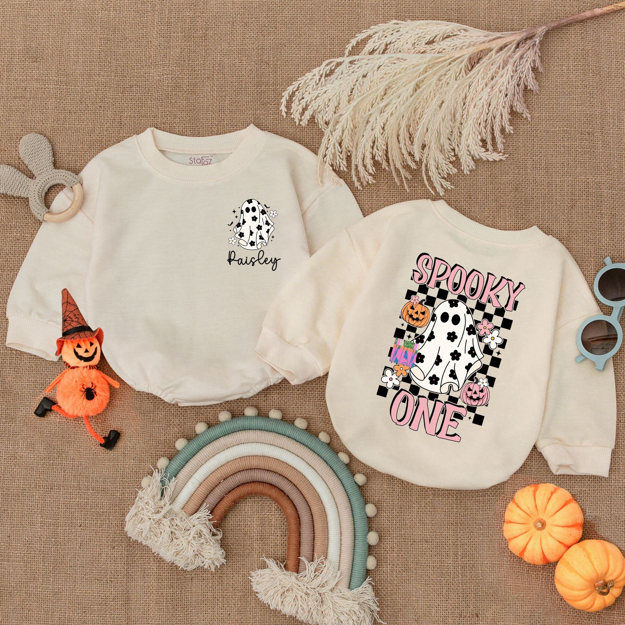 Spooky One Halloween Ghost Romper for Baby Girl First Birthday Outfit Soft Cotton Cute Pumpkin Design Infant Holiday Costume