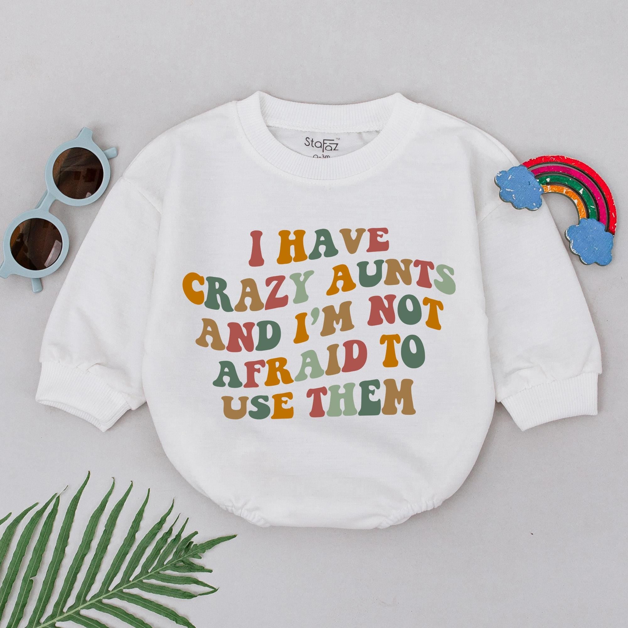 Retro 'Crazy Aunts' Romper for Newborns - Fun Gift Idea