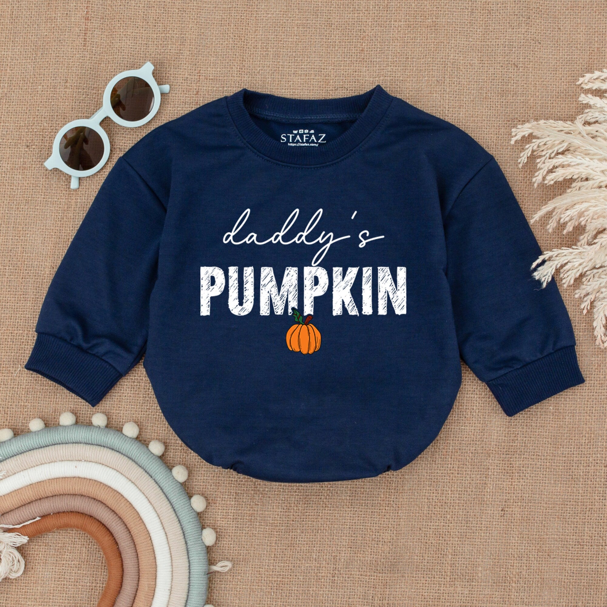 Daddy's Pumpkin Baby Romper with Festive Pumpkin Design Thanksgiving Outfit Soft Cotton Fall Baby Shower Gift for Boys and Girls