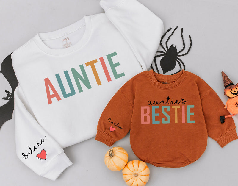 Personalized Auntie & Bestie Matching Shirts with Colorful Design
