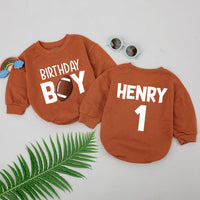 Personalized Football Birthday Romper for Boys 1st Birthday Outfit Sporty Design with Name Henry and Number 1 Soft Cotton Baby Clothes