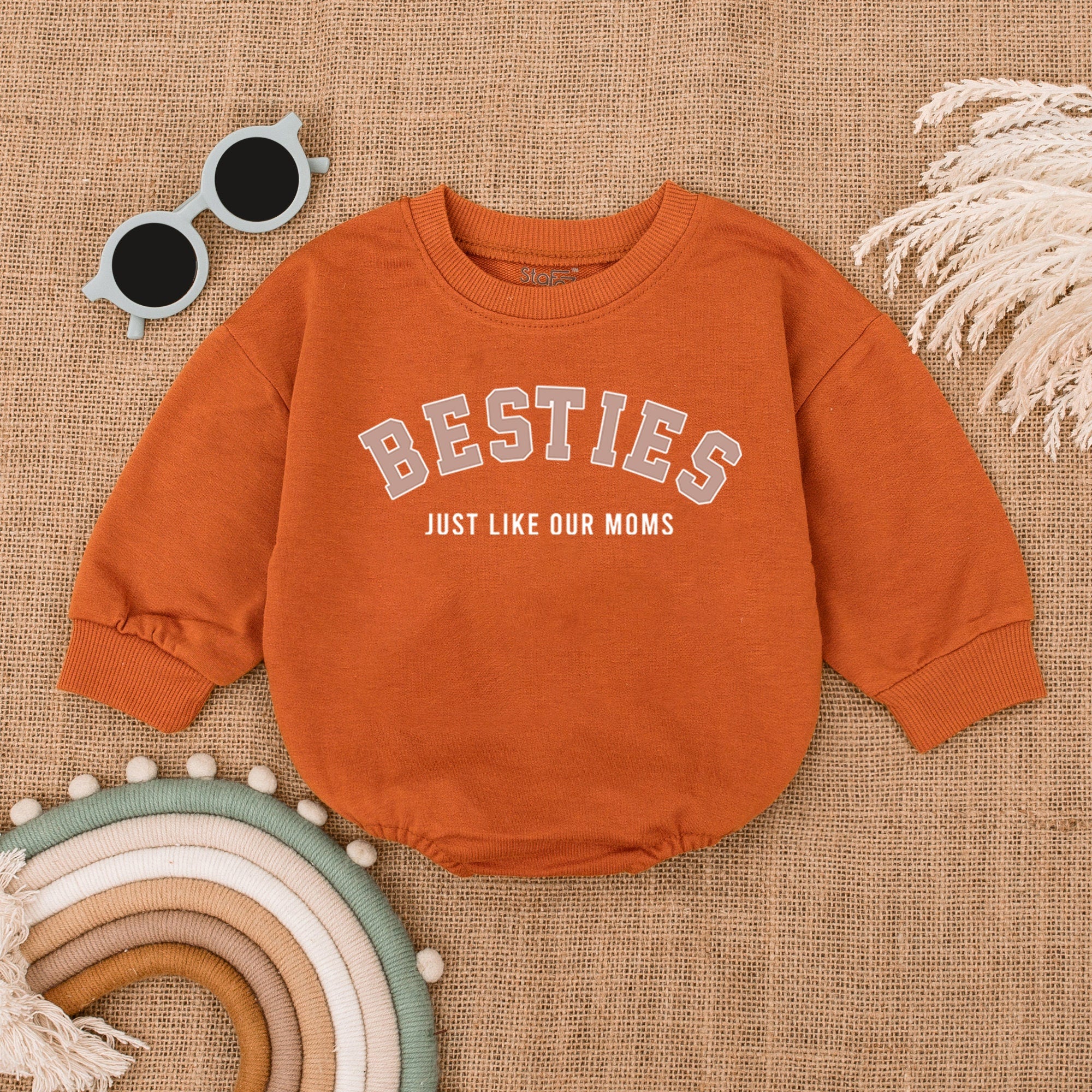 Besties Just Like Our Moms Baby Romper Comfortable Cotton Outfit Infants Toddlers Playful Design Matching Clothes Gift New Moms