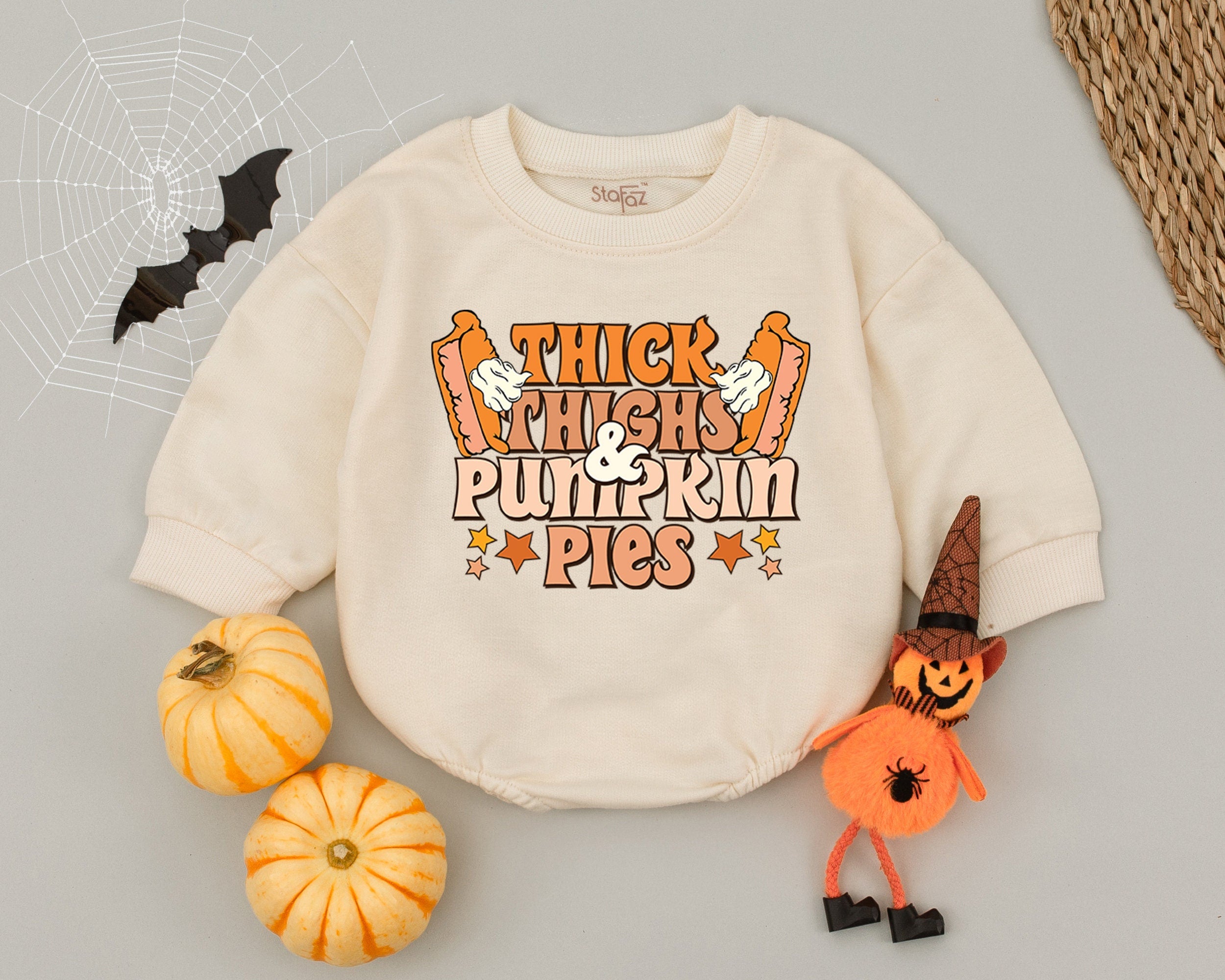 Thick Thighs & Pumpkin Pies Baby Romper for Thanksgiving