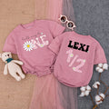 Personalized Baby Girl 1/2 Birthday Romper with Daisy Design, Custom Name Outfit, Soft Pink Cotton Bodysuit for Milestone Photos & Celebrations