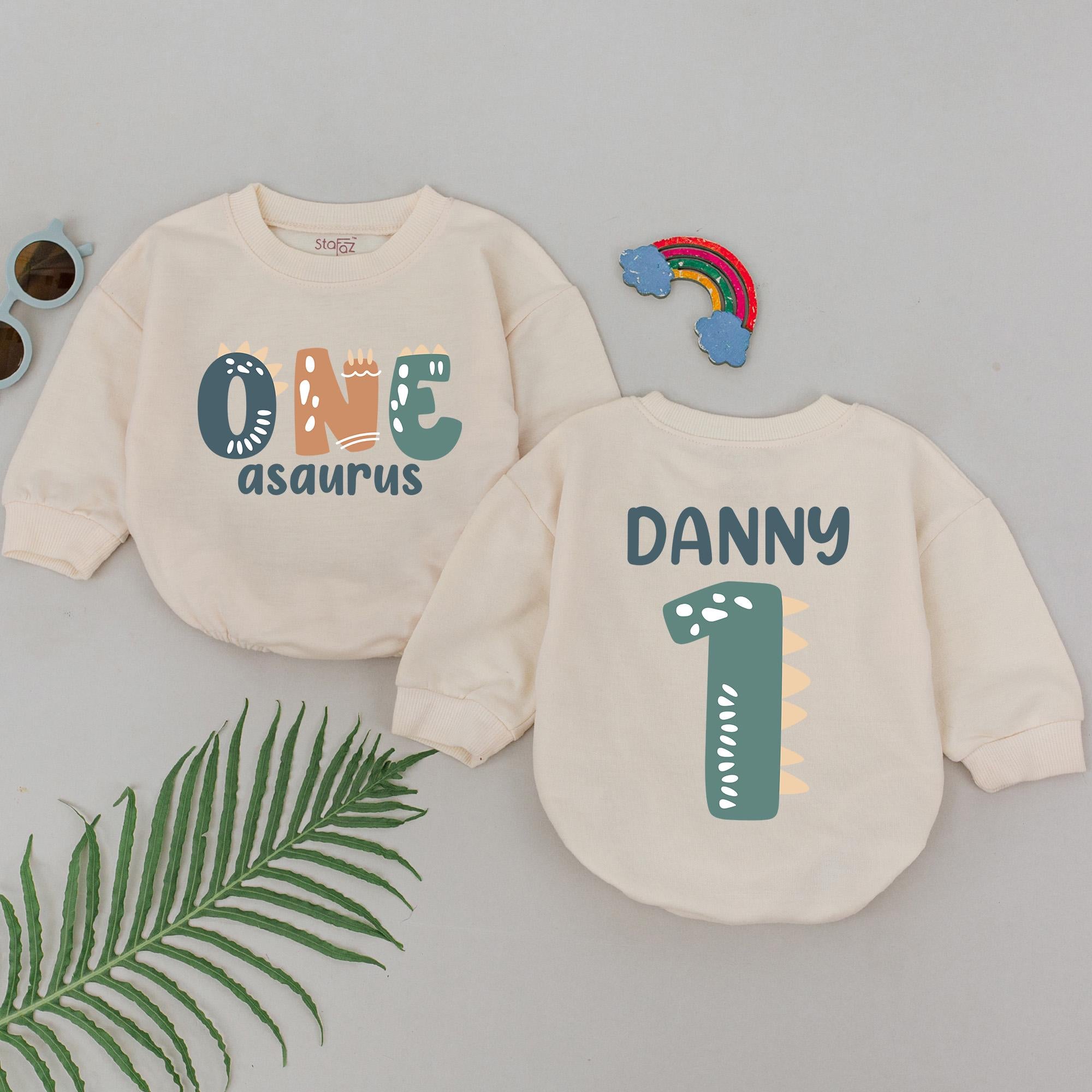 Custom Dinosaur Birthday Romper with Name - Unique Baby Gift