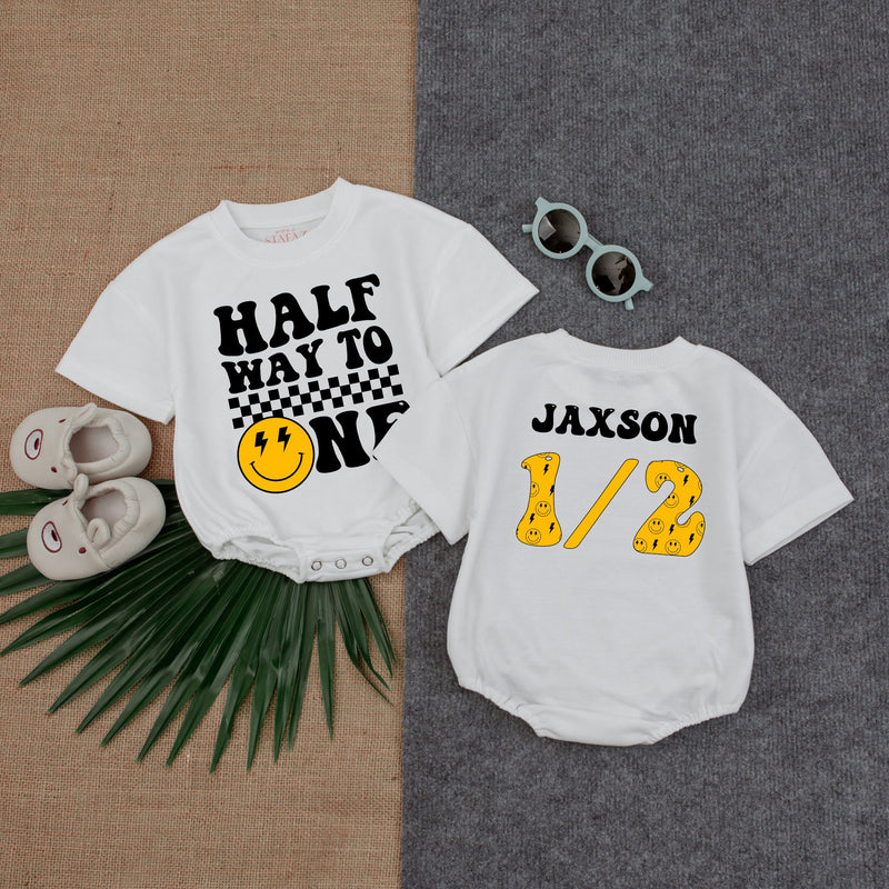 Custom Halfway to One Romper with Name - Unique Birthday Outfit