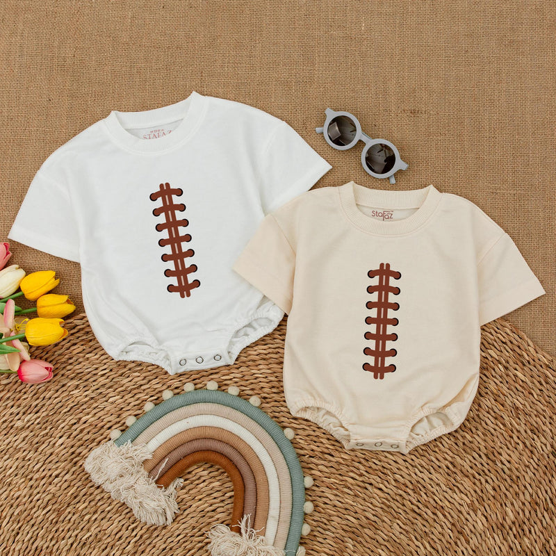 Custom Football Baby Romper with Name and Number