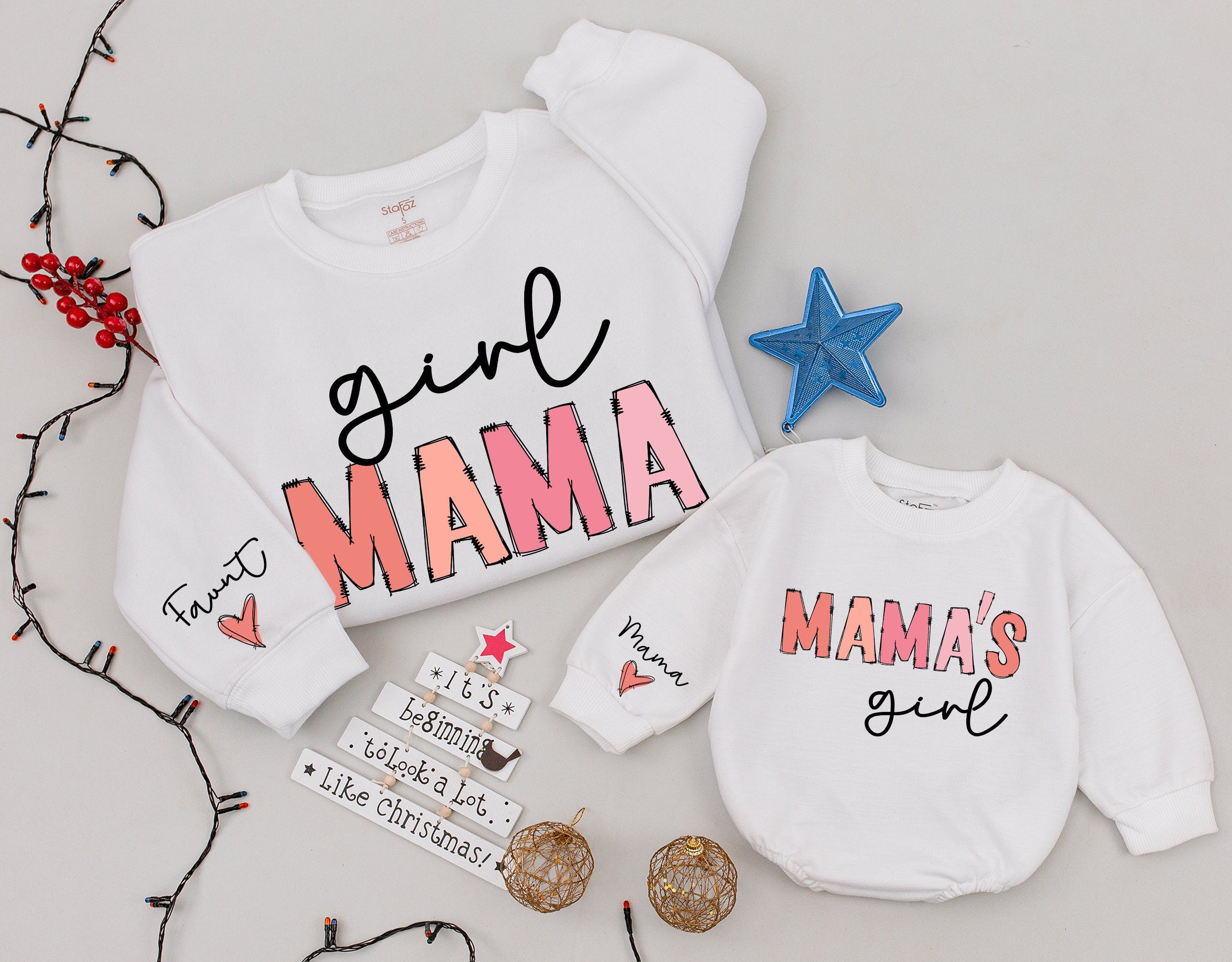 Custom Girl Mama & Mama's Girl Matching Sweatshirts