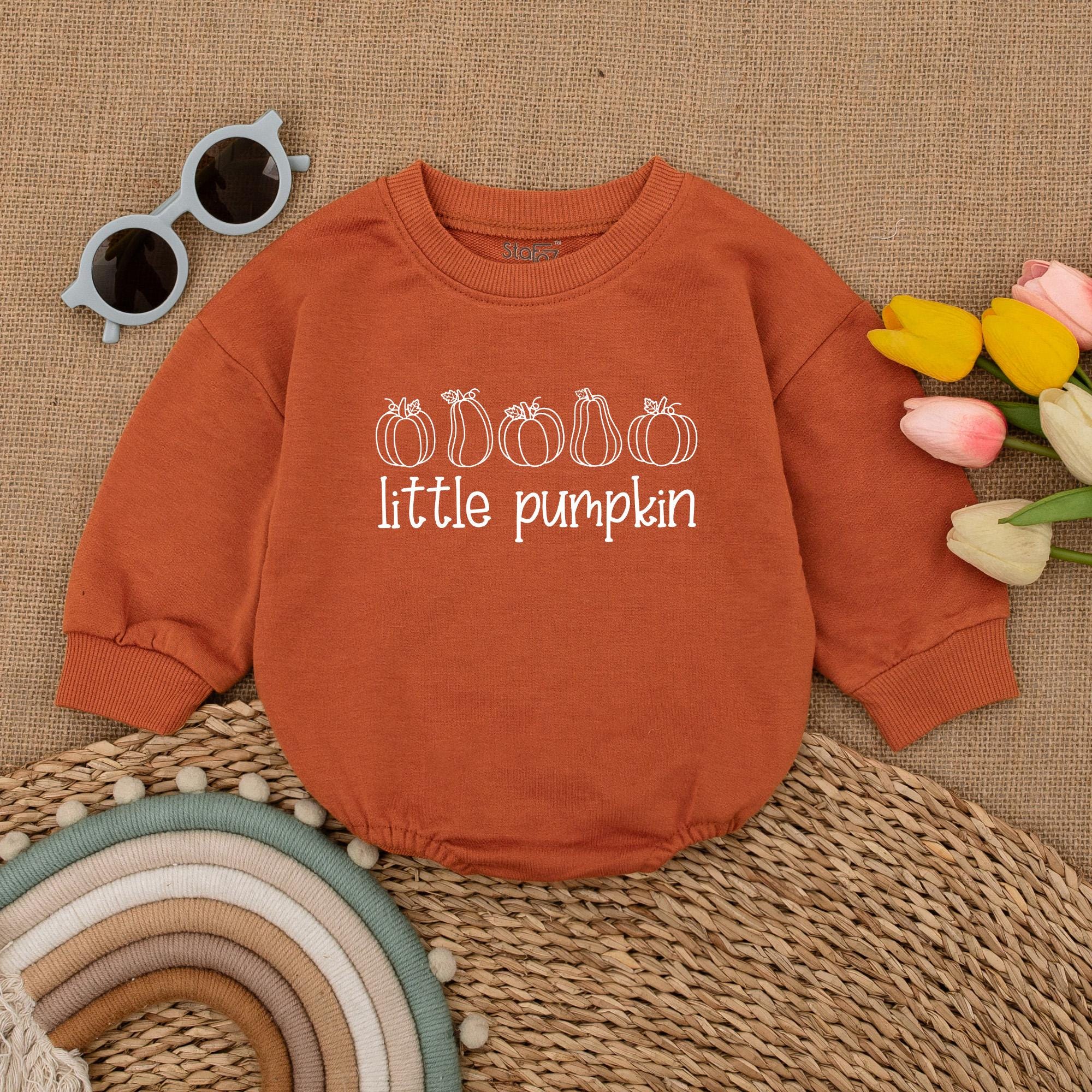 Charming Little Pumpkin Baby Romper Thanksgiving Fall Outfit Soft Cotton Whimsical Design Infant Bodysuit Perfect Baby Gift