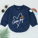 Personalized Game Day Baby Romper Heart Football Design Soft Cotton Infant Outfit for Boys and Girls Sporty Fun Wear Gameday Gift