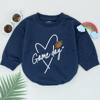 Personalized Game Day Baby Romper Heart Football Design Soft Cotton Infant Outfit for Boys and Girls Sporty Fun Wear Gameday Gift