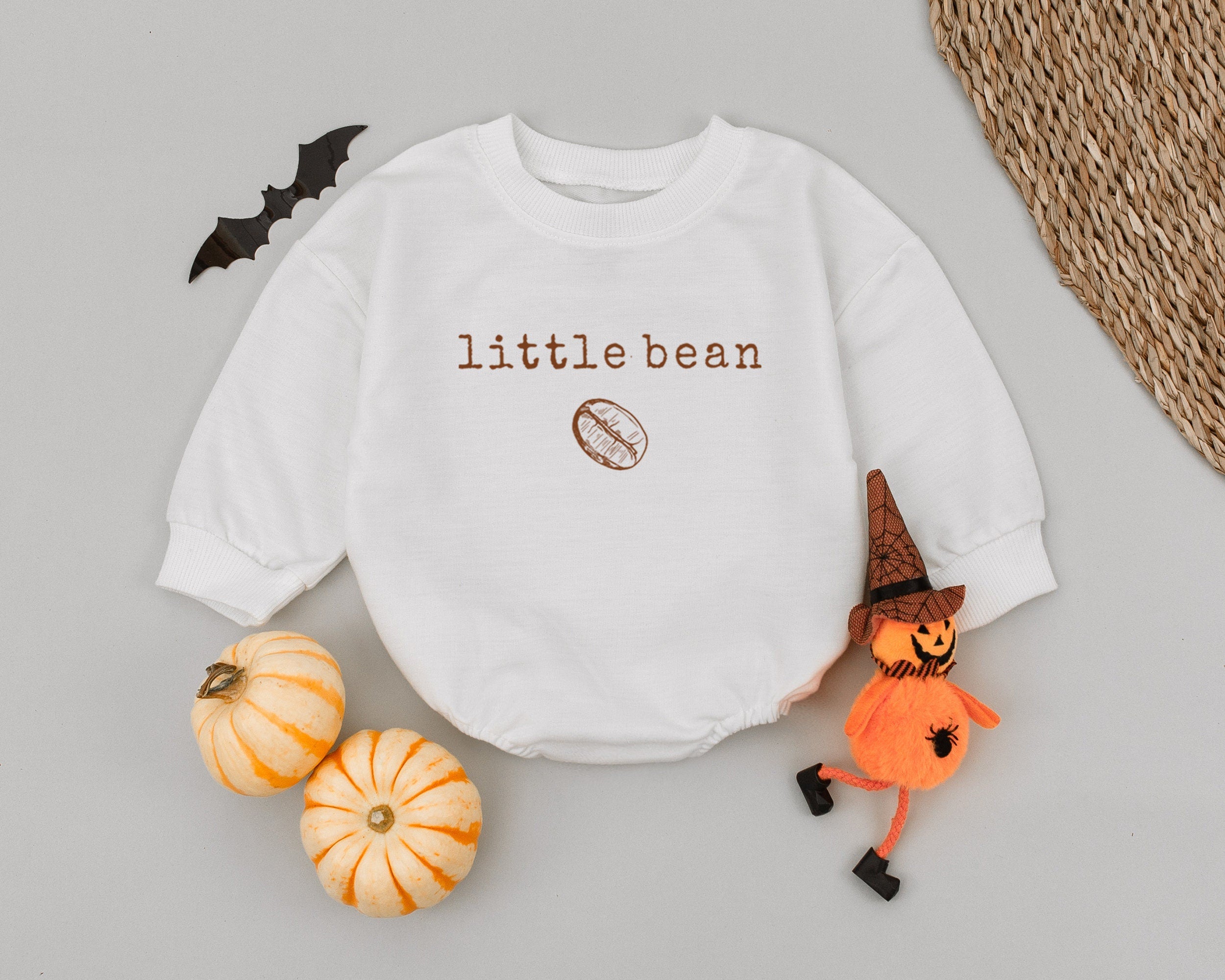 Little Bean Vintage Coffee Baby Romper with Cozy Charm