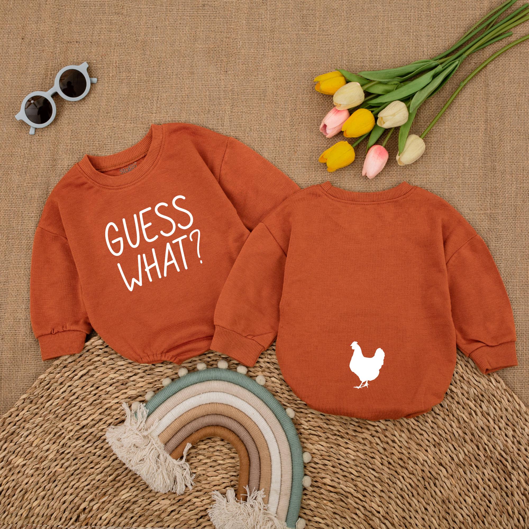 Guess What Chicken Romper for Baby Thanksgiving Fun