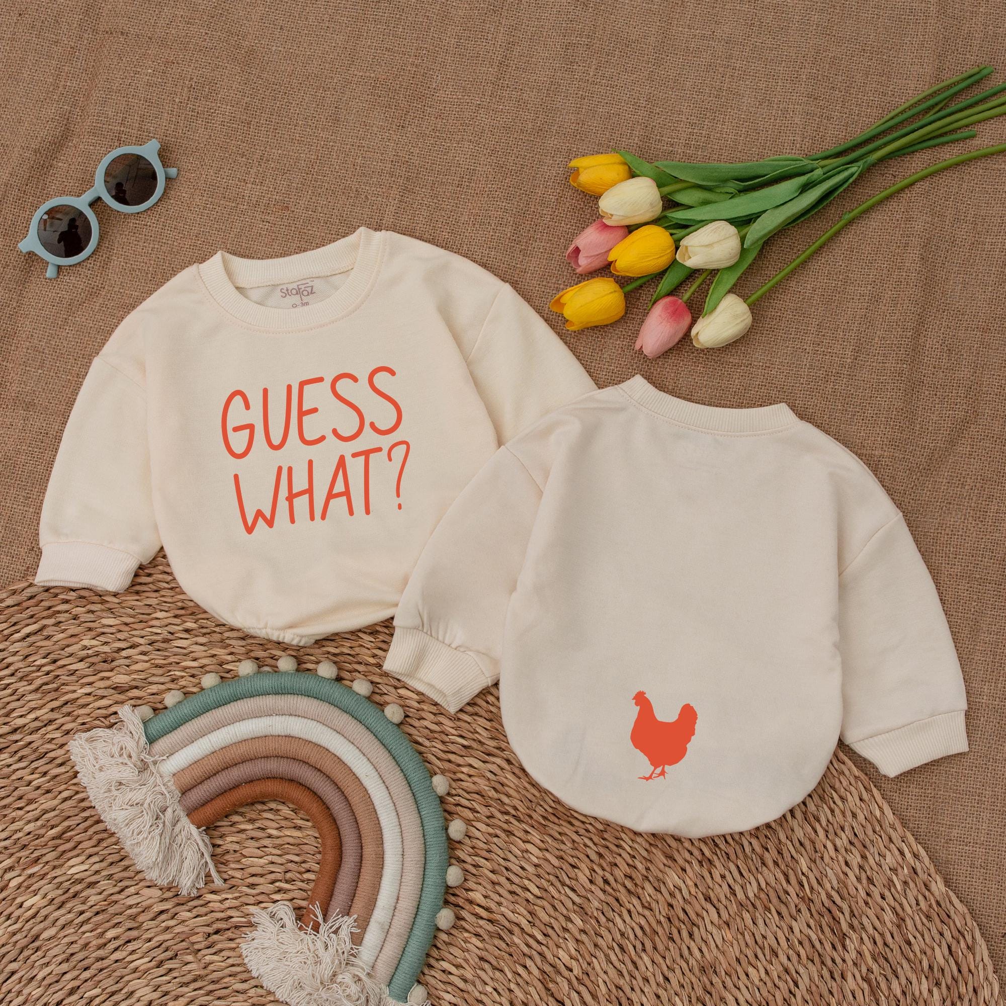 Guess What Chicken Romper for Baby Thanksgiving Fun