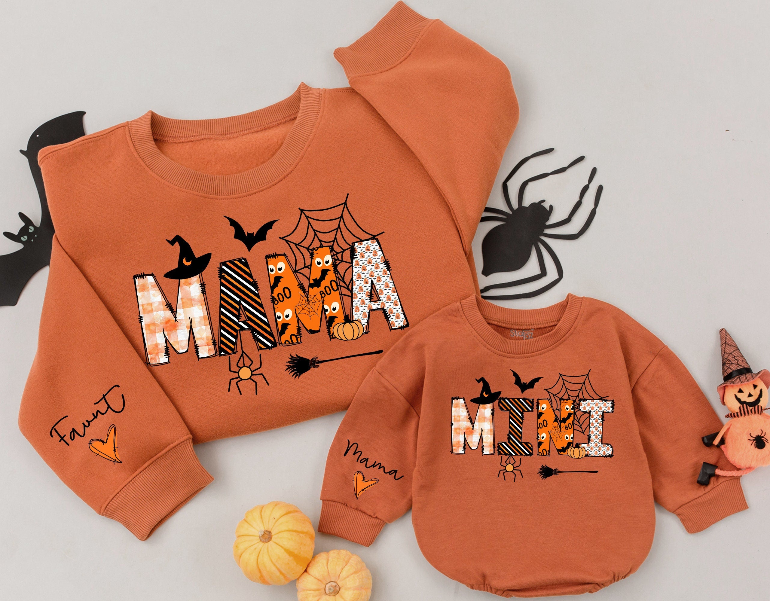 Custom Mama & Mini Halloween Sweatshirts with Festive Design