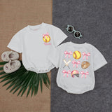 Custom Baby Softball Bubble Romper with Pink Bow Artwork, Short Sleeve Cotton Outfit for Game Day, Birthday Gift, Newborn & Infant Clothes
