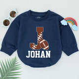 Personalized Baby Football Romper Johan Sporty Retro Gameday Outfit Soft Cotton Infant Boy Game Day Wear