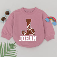 Personalized Baby Football Romper Johan Sporty Retro Gameday Outfit Soft Cotton Infant Boy Game Day Wear