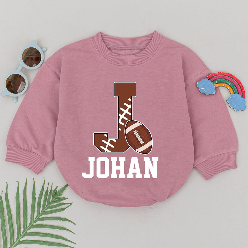 Personalized Baby Football Romper Johan Sporty Retro Gameday Outfit Soft Cotton Infant Boy Game Day Wear