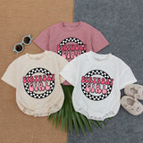 Personalized Birthday Girl Romper with Pink Black Checkered Design First Birthday Outfit for Baby Toddler Soft Cotton Celebration Wear