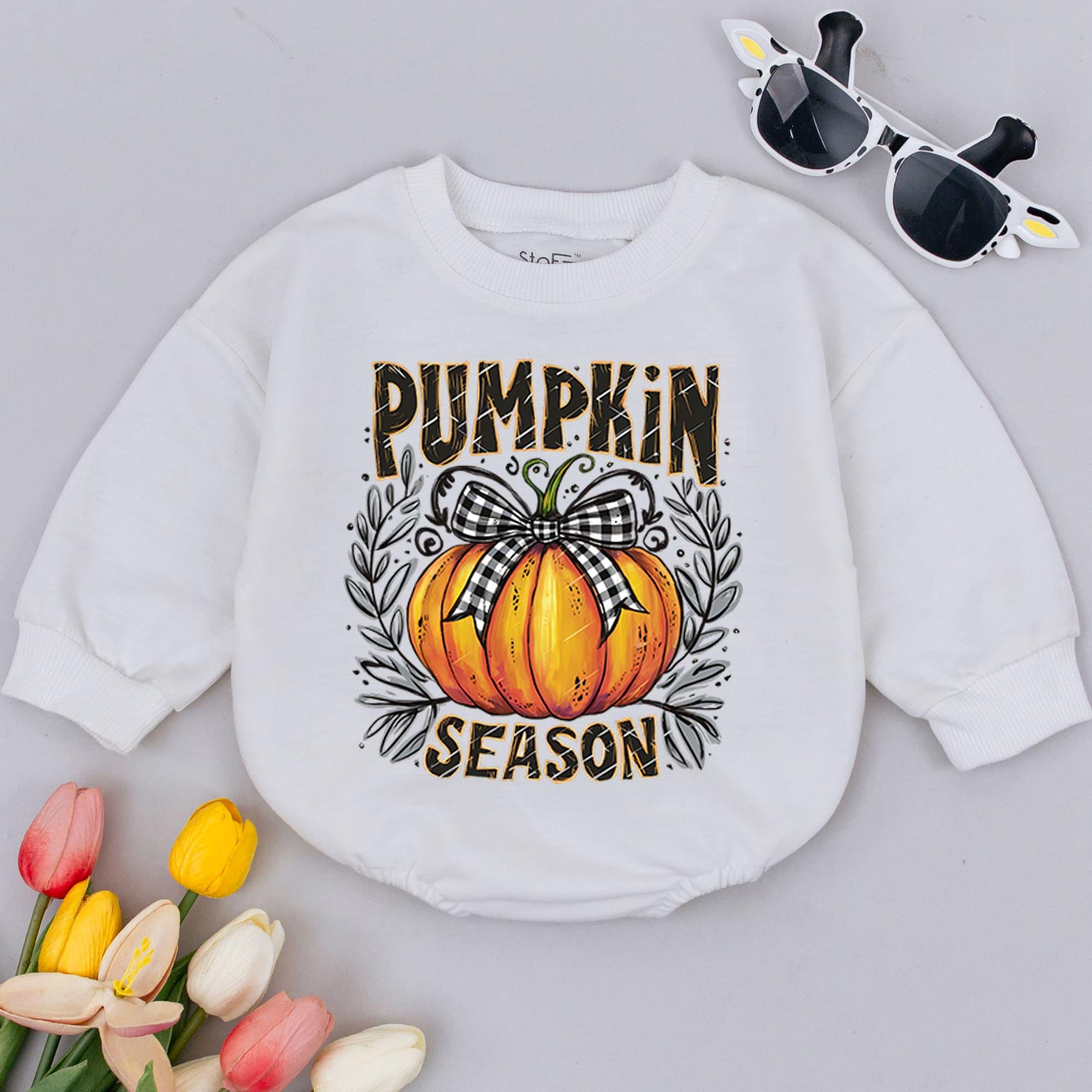Pumpkin Season Baby Romper with Vibrant Orange Pumpkin Cozy Fall Baby Bodysuit Cute Gift Soft Cotton Comfortable Outfit Autumn Design