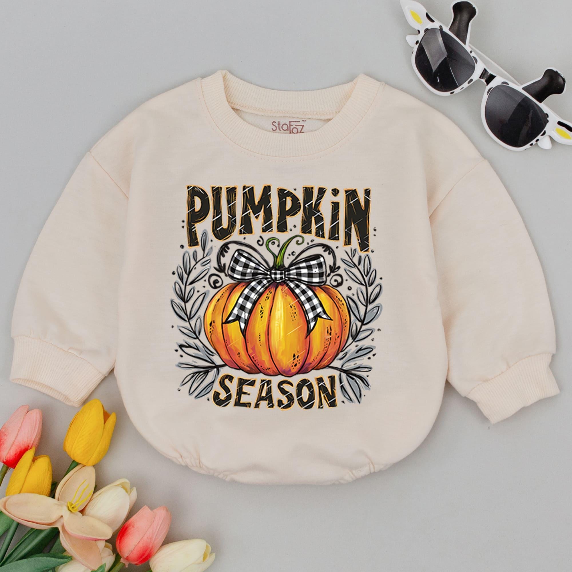 Pumpkin Season Baby Romper with Vibrant Orange Pumpkin Cozy Fall Baby Bodysuit Cute Gift Soft Cotton Comfortable Outfit Autumn Design