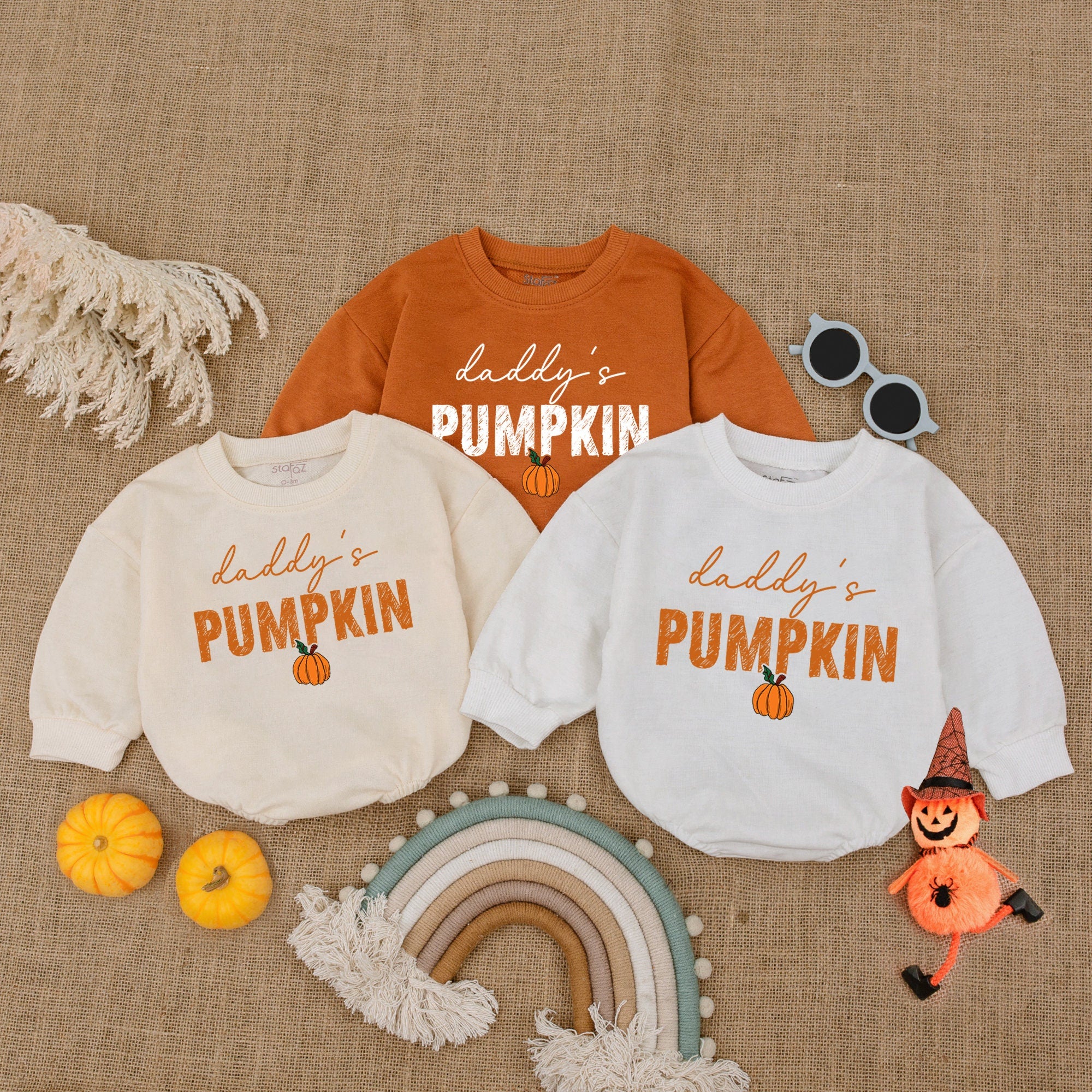 Daddy's Pumpkin Baby Romper with Festive Pumpkin Design Thanksgiving Outfit Soft Cotton Fall Baby Shower Gift for Boys and Girls
