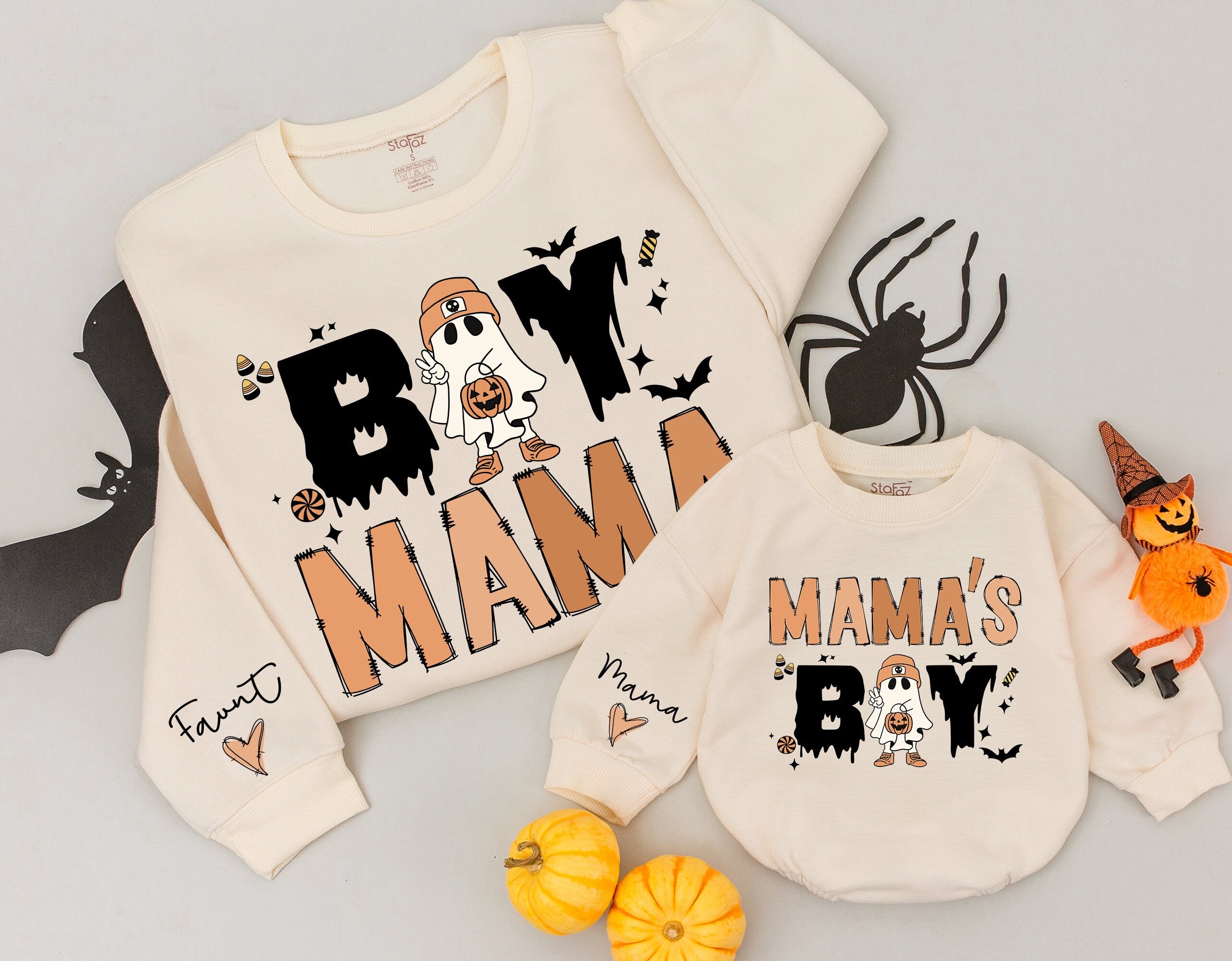 Boy Mama & Mama's Boy Retro Halloween Sweatshirts