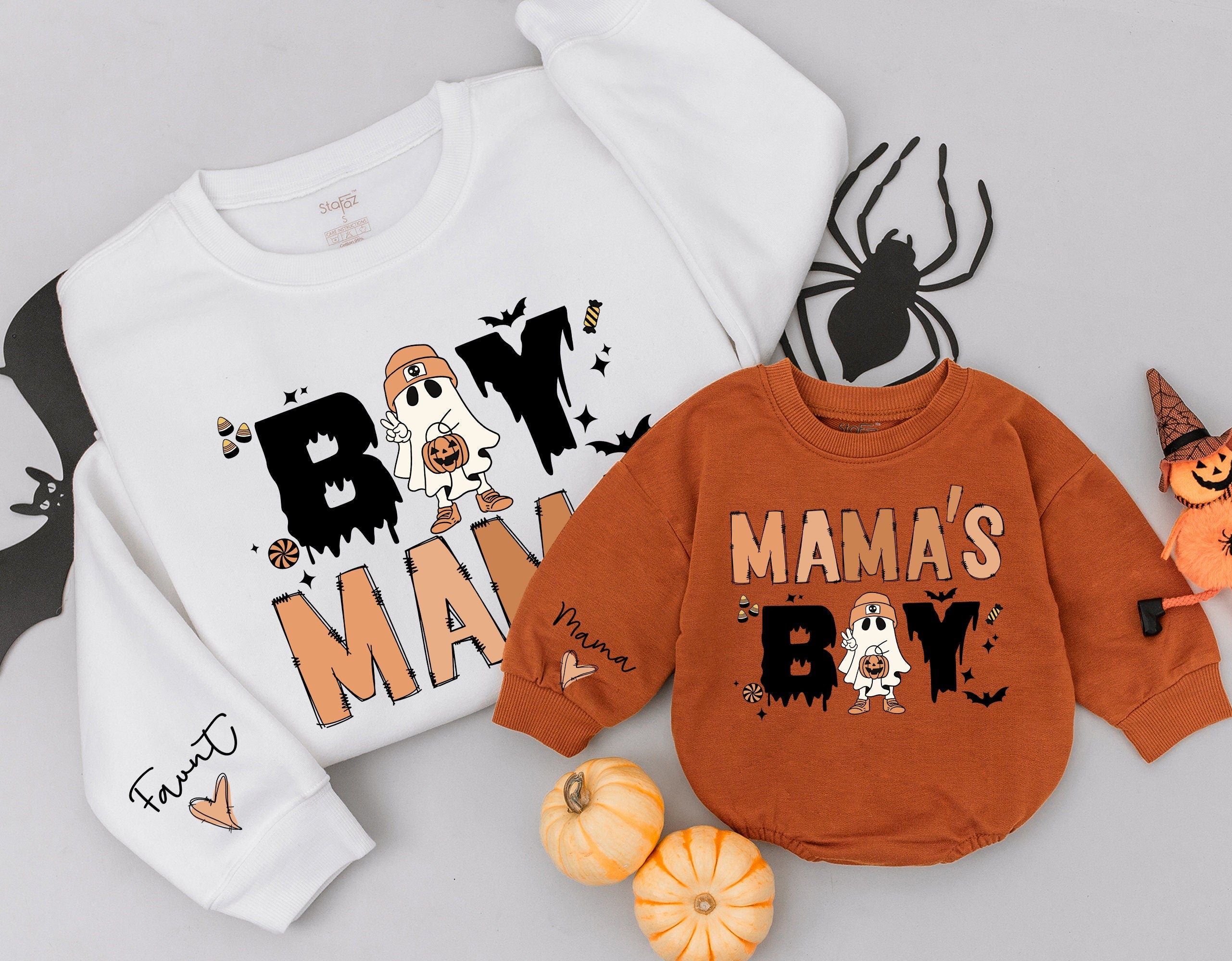 Boy Mama & Mama's Boy Retro Halloween Sweatshirts