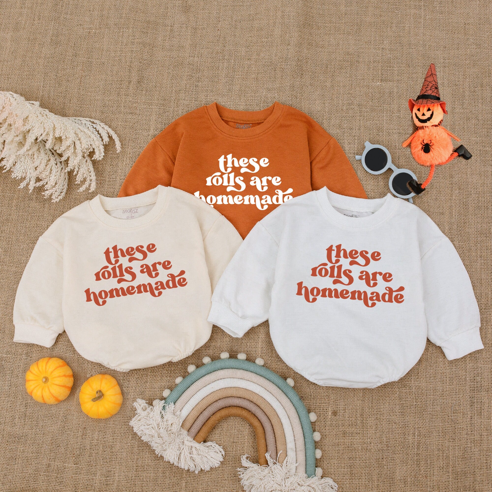 Retro Homemade Rolls Baby Romper Cozy Fall Toddler Sweater Soft Cotton Funny Thanksgiving Bodysuit Autumn Infant Gift