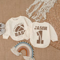 Custom Football Baby Romper with Name Jason Vintage Sports Theme Soft Cotton Infant Outfit Perfect Birthday Gift