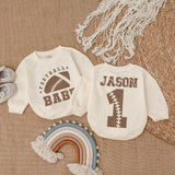 Custom Football Baby Romper with Name Jason Vintage Sports Theme Soft Cotton Infant Outfit Perfect Birthday Gift