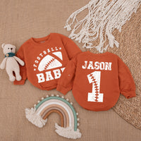 Custom Football Baby Romper with Name Jason Vintage Sports Theme Soft Cotton Infant Outfit Perfect Birthday Gift