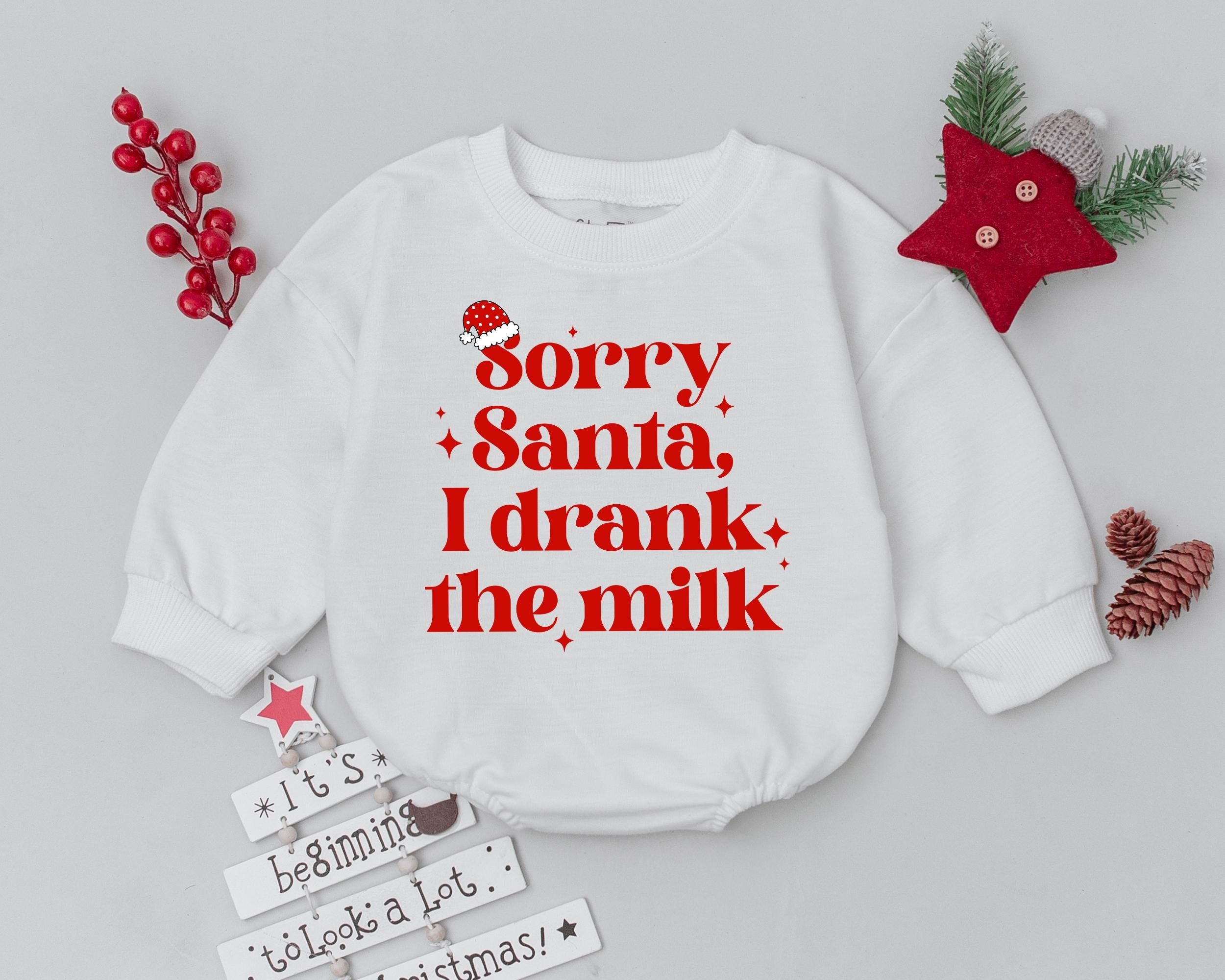 Sorry Santa I Drank The Milk Baby Romper First Christmas Outfit Cozy Infant Bodysuit Holiday Gift Newborn Cotton Western Design
