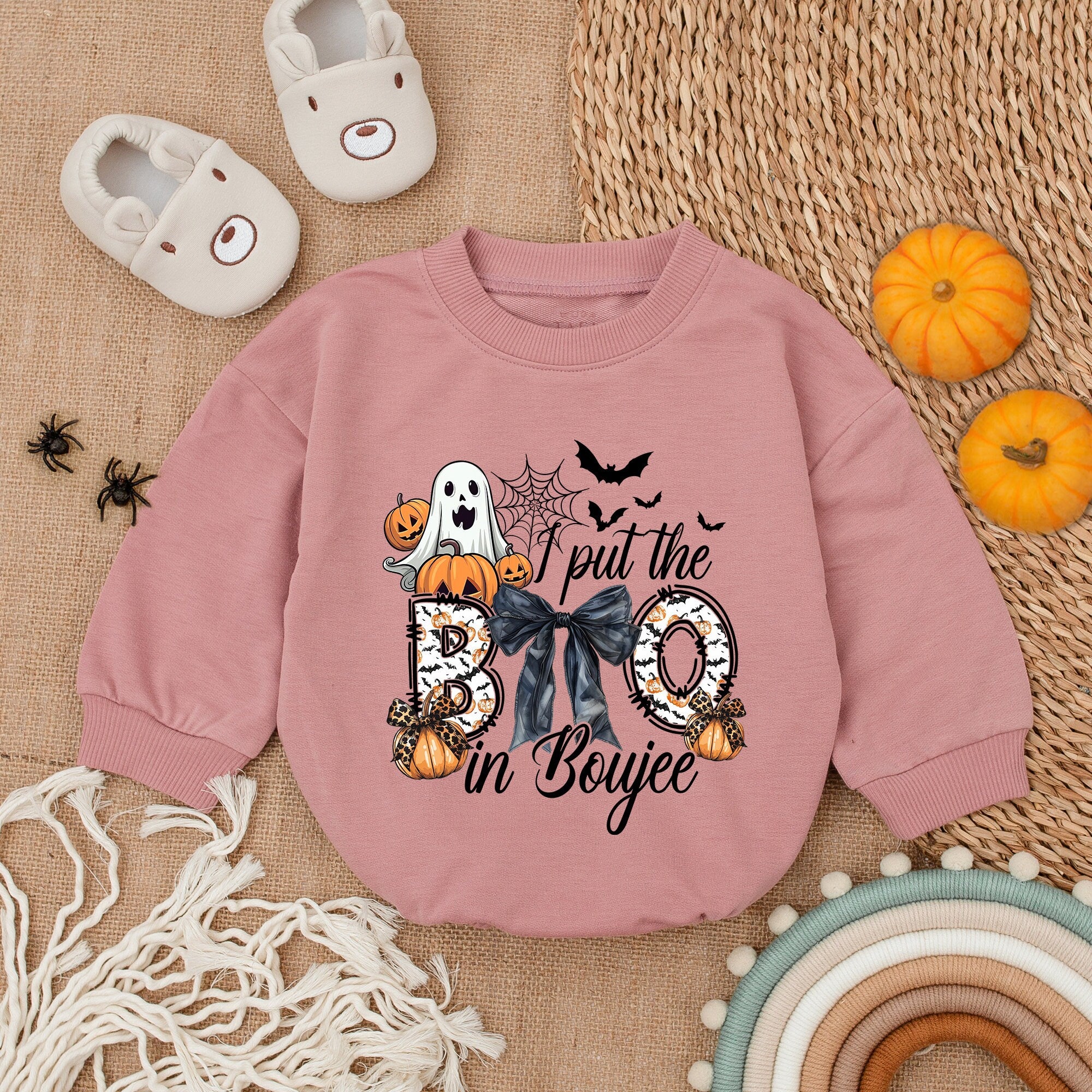 I Put the BOO in Boujee Baby Romper Halloween Outfit Cute Ghost Pumpkin Design Soft Cotton Infant Costume Perfect Gift