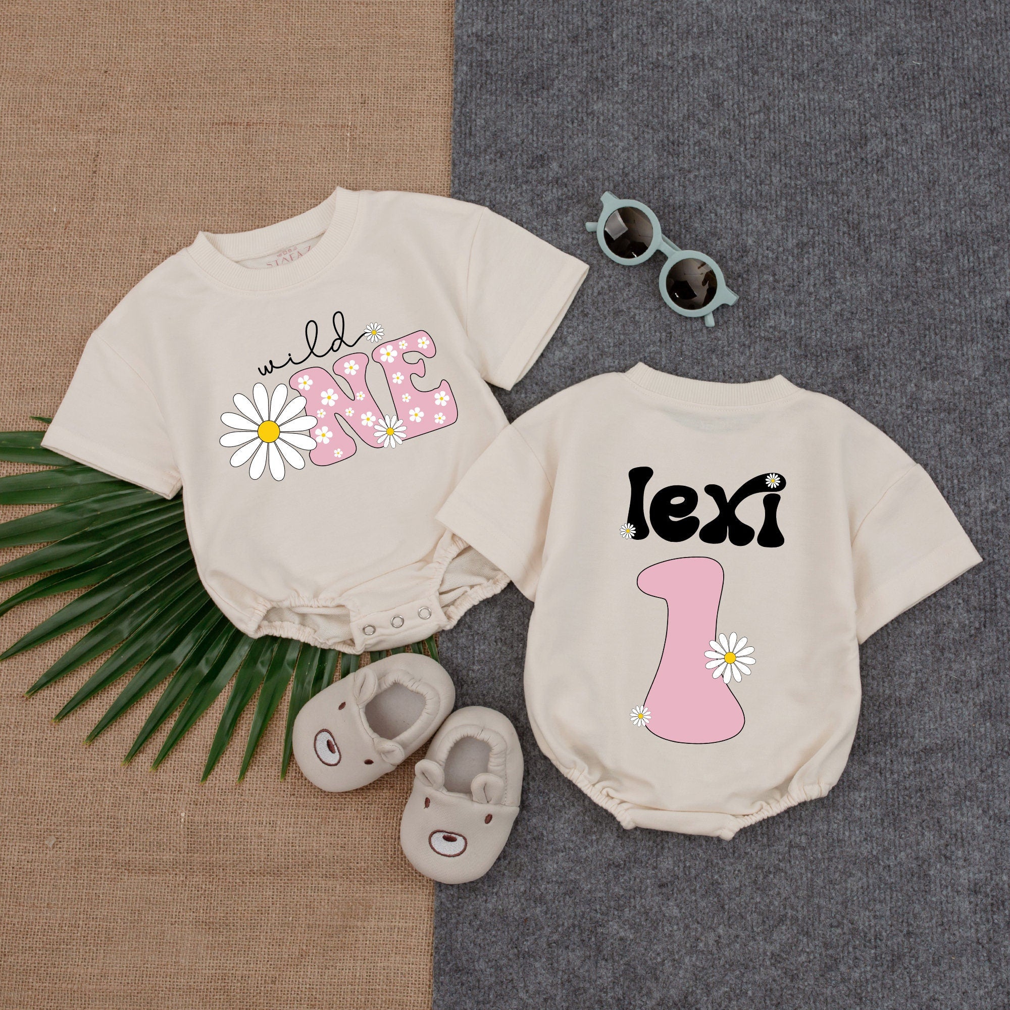Personalized Pink Wild ONE Romper for First Birthday