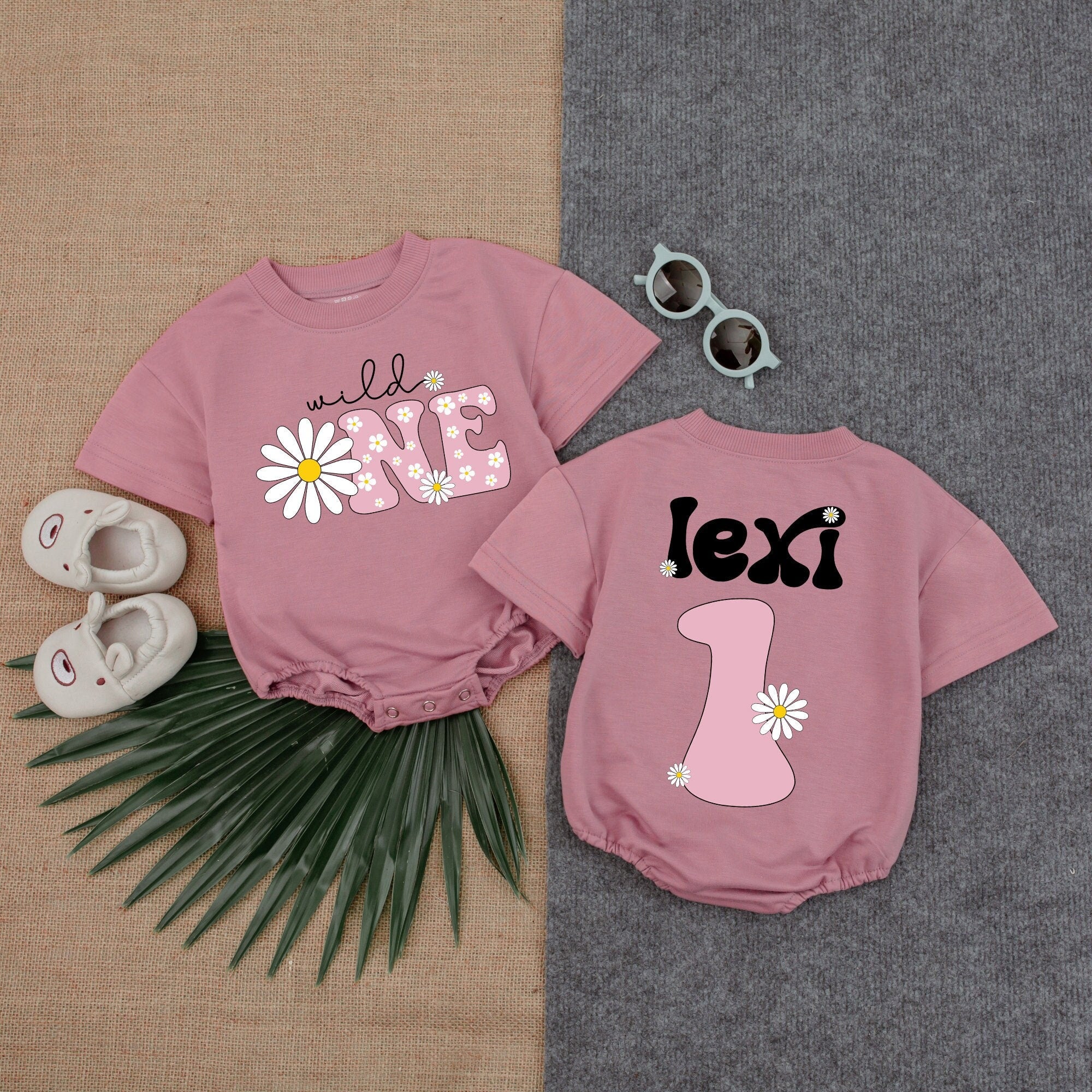 Personalized Pink Wild ONE Romper for First Birthday