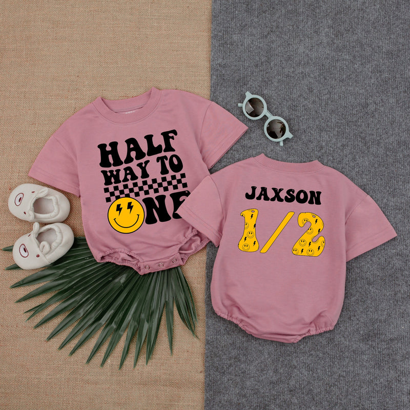Custom Halfway to One Romper with Name - Unique Birthday Outfit