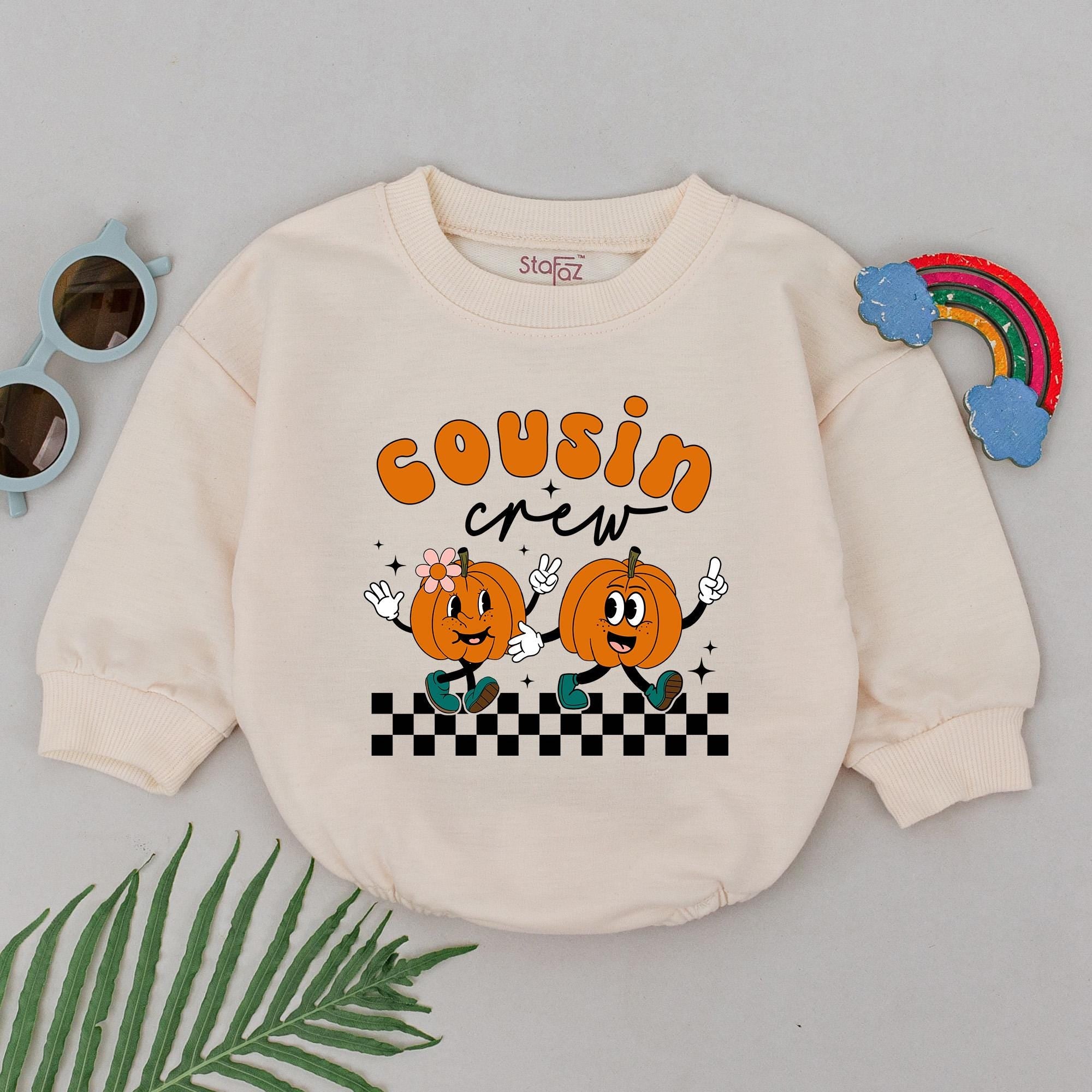 Cousin Crew Pumpkin Romper for Babies and Toddlers Thanksgiving Gift Soft Cotton Fall Outfit for Boys Girls Baby Shower Party