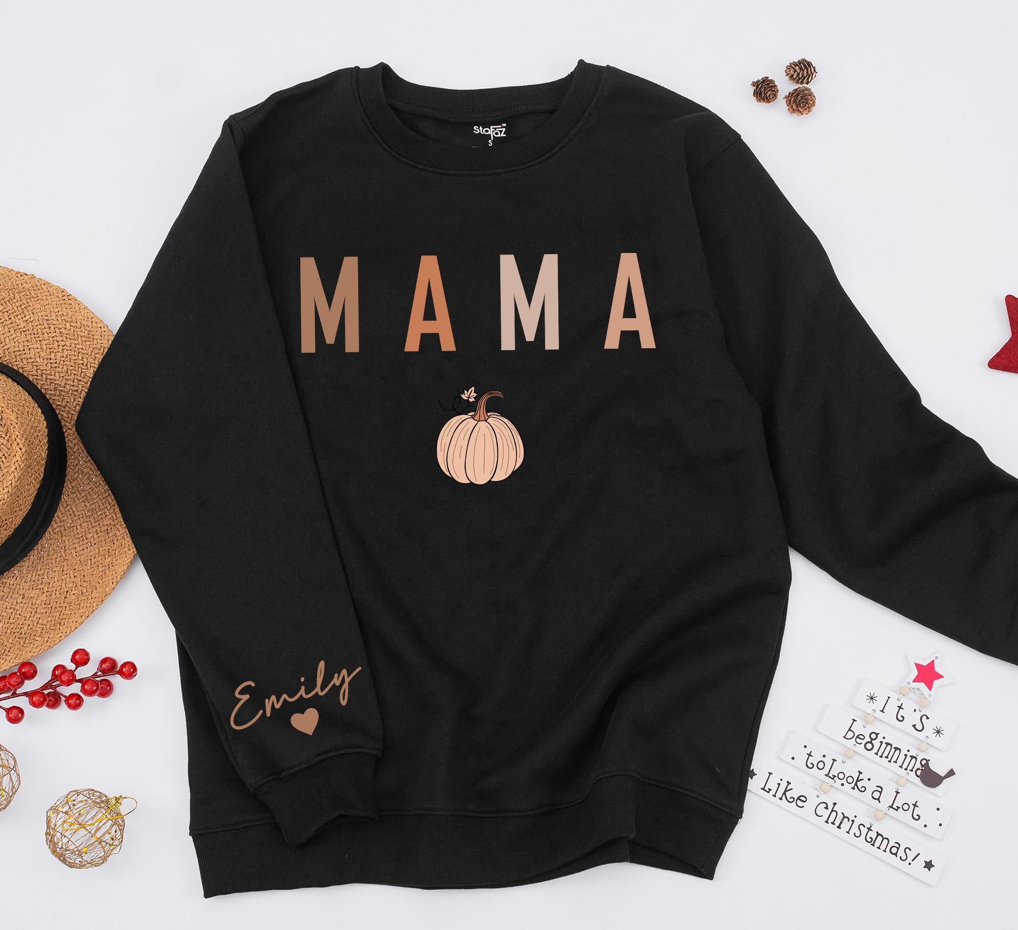 Personalized Mama & Me Fall Sweatshirts with Pumpkin Design