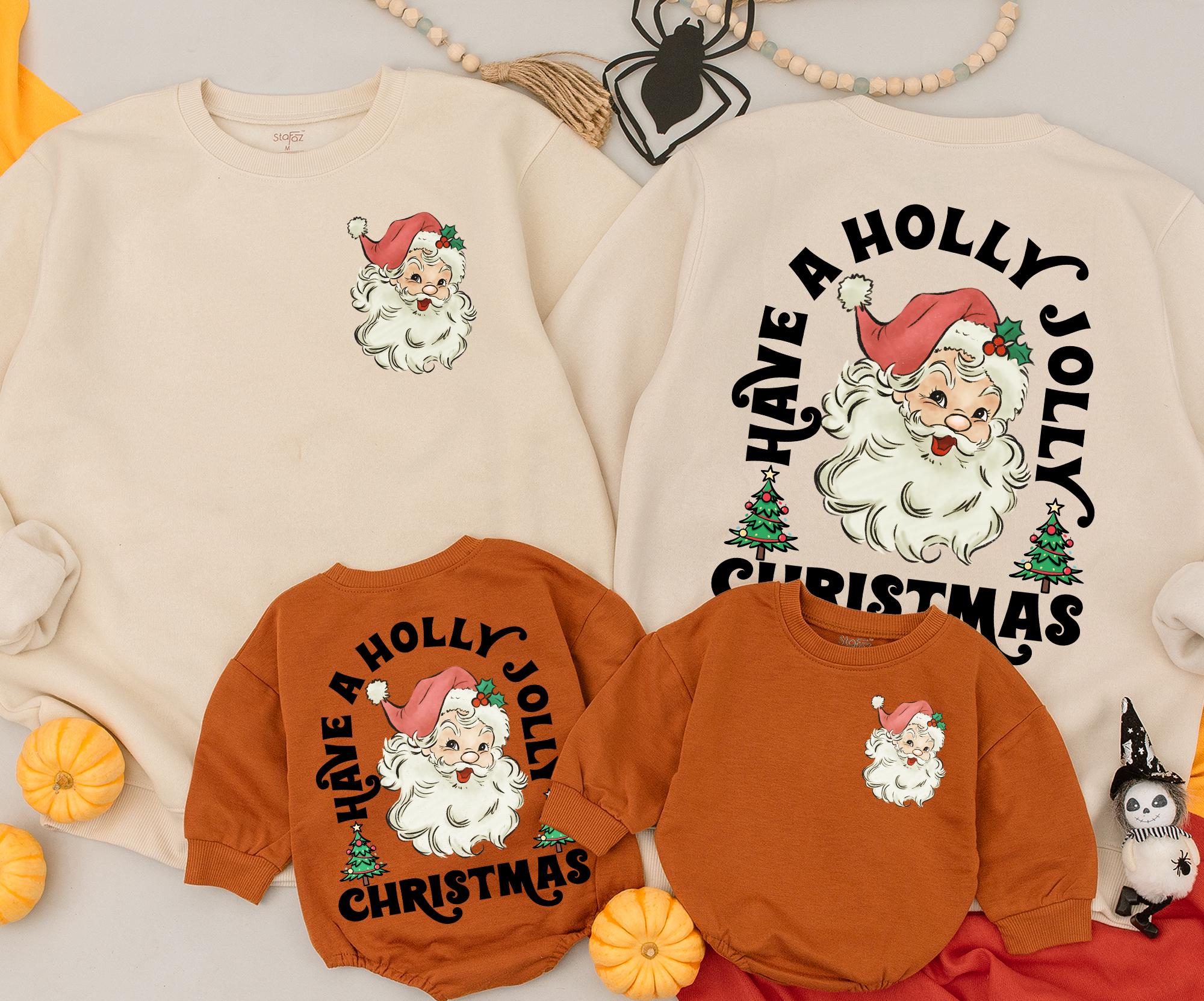 Retro Santa Toddler Sweatshirt Vintage Holiday Outfit Baby Christmas Romper Kids Gift Soft Cotton Newborn Clothing Festive Design