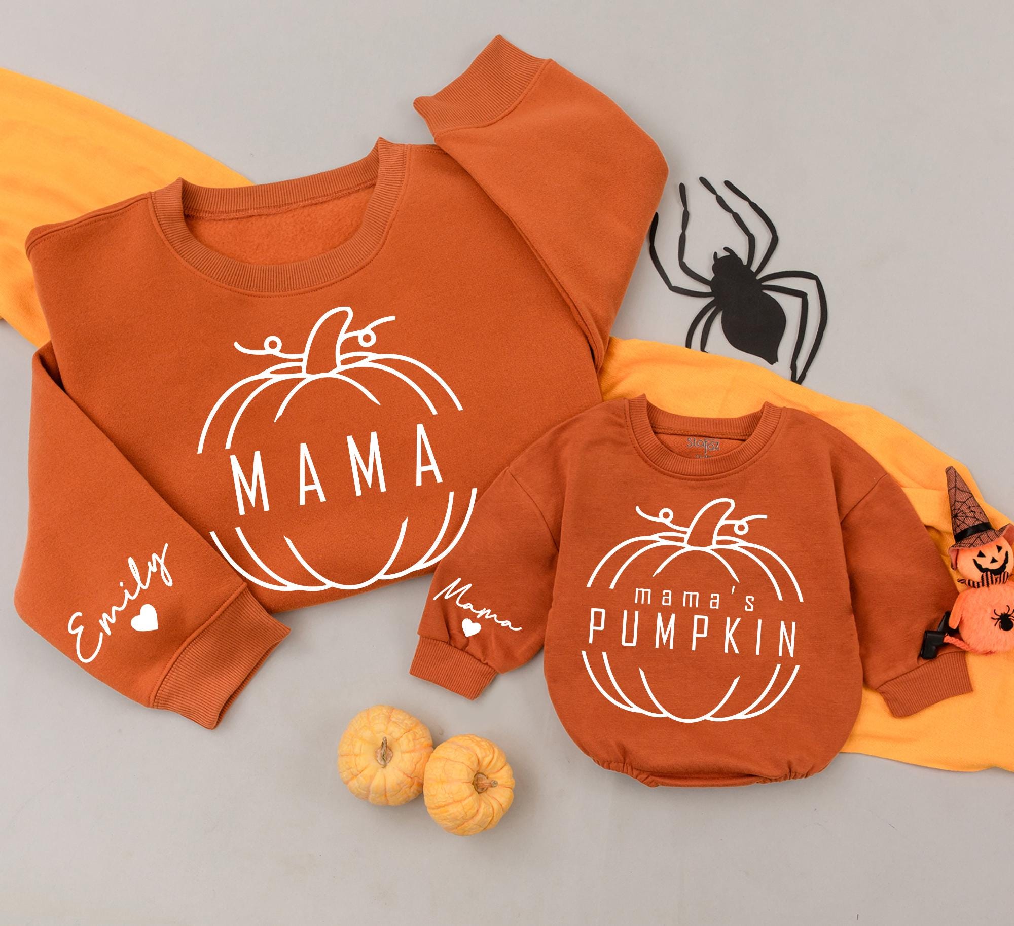 Custom Family Matching Pumpkin Outfits with Name