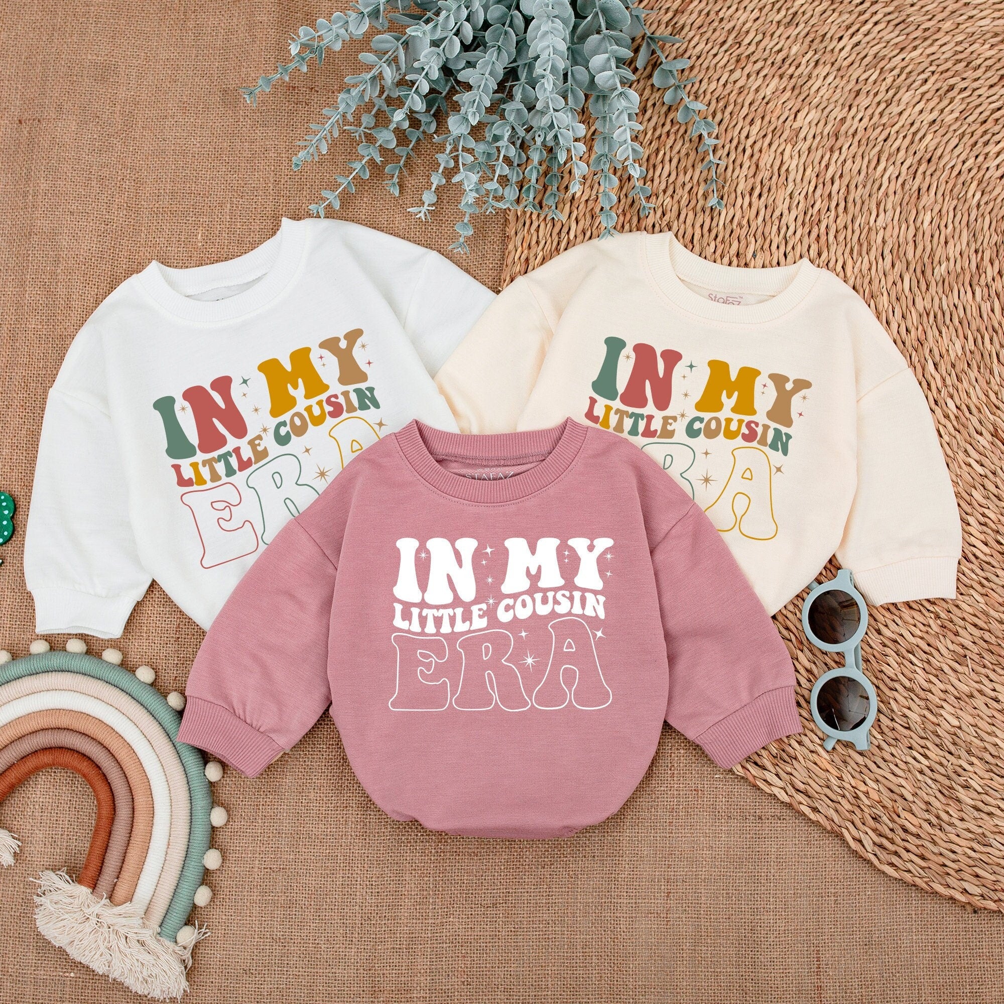 In My Little Cousin Era Romper Colorful Baby Bodysuit Family Gift Cute Cotton Outfit New Cousin Reveal Comfortable Infant Clothes