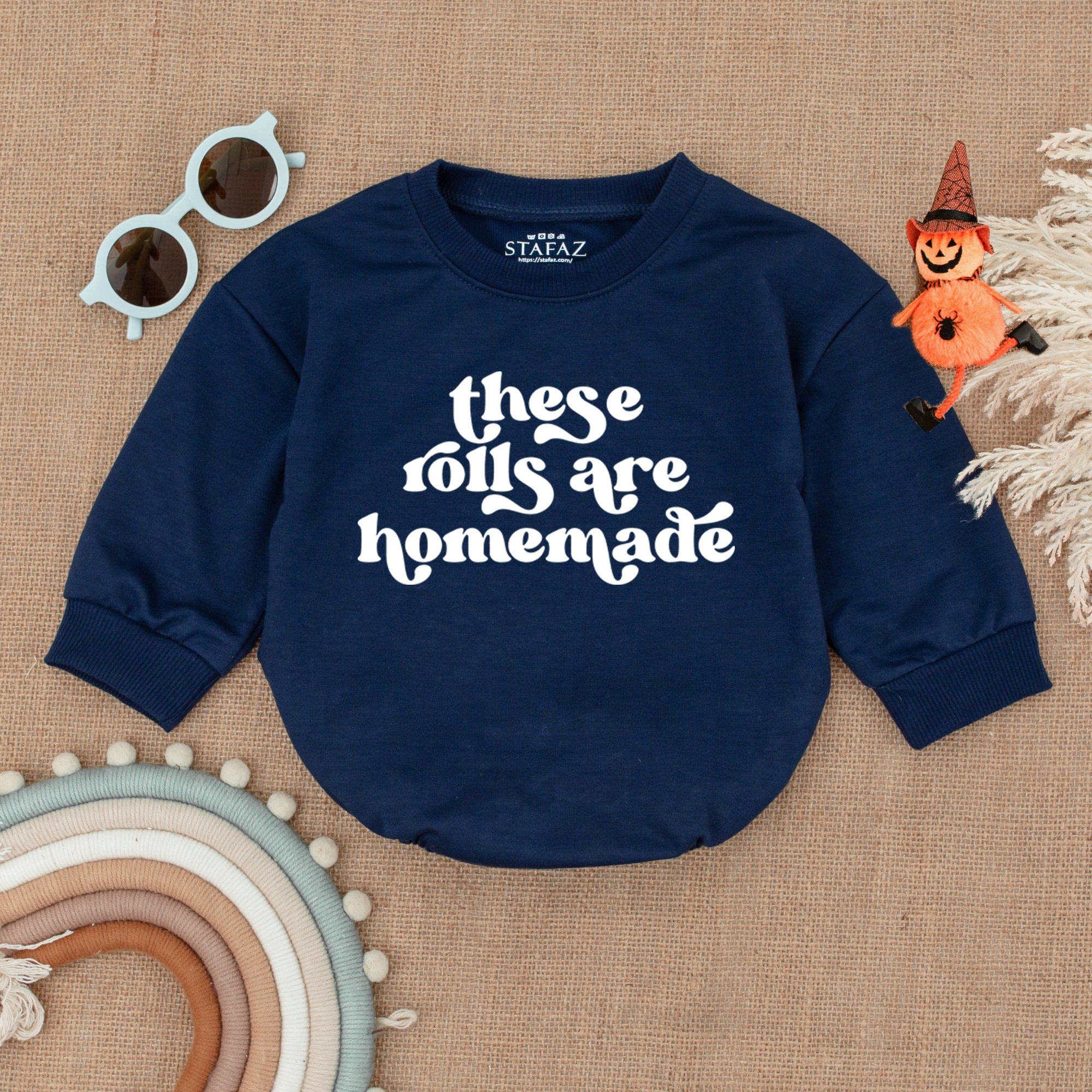 Retro Homemade Rolls Baby Romper Cozy Fall Toddler Sweater Soft Cotton Funny Thanksgiving Bodysuit Autumn Infant Gift