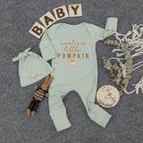 Auntie's Little Pumpkin Newborn Set Cozy Autumn Baby Bodysuit Hat Gift Personalize for Baby Shower or Coming Home Outfit Soft Cotton