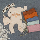 Auntie's Little Pumpkin Newborn Set Cozy Autumn Baby Bodysuit Hat Gift Personalize for Baby Shower or Coming Home Outfit Soft Cotton