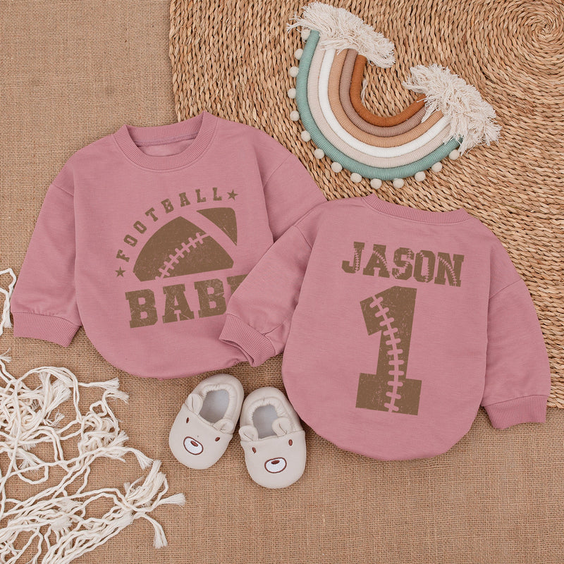 Custom Football Baby Romper with Name Jason Vintage Sports Theme Soft Cotton Infant Outfit Perfect Birthday Gift