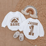 Custom Football Baby Romper with Name Jason Vintage Sports Theme Soft Cotton Infant Outfit Perfect Birthday Gift