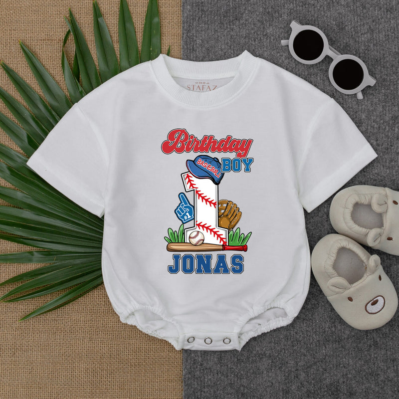 Personalized Birthday Boy Baseball Romper Vibrant Design First Birthday Baby Outfit Cotton Comfortable Gift for Infant or Toddler